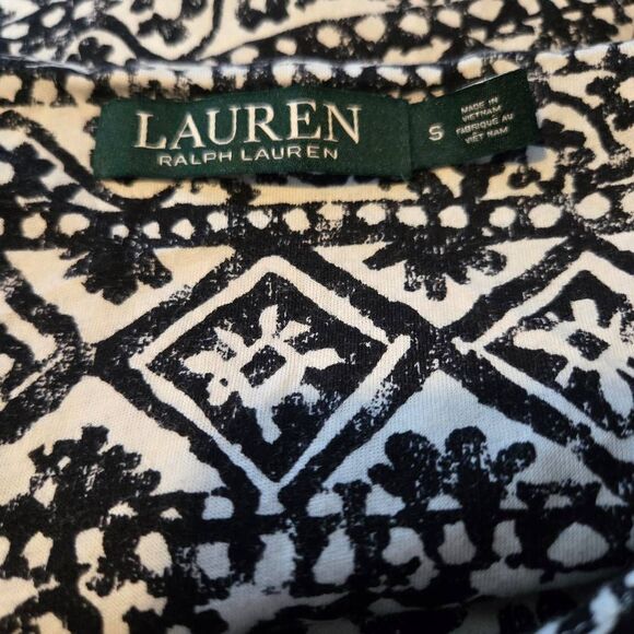 Lauren Ralph Lauren Dress Size Small Sleeveless Black White Print Lined Jersey - Picture 6 of 7